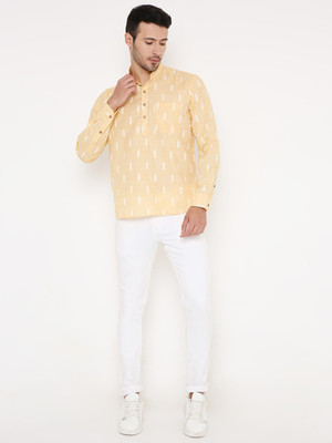 MAHARAJA Men Printed Straight Kurta(Yellow)