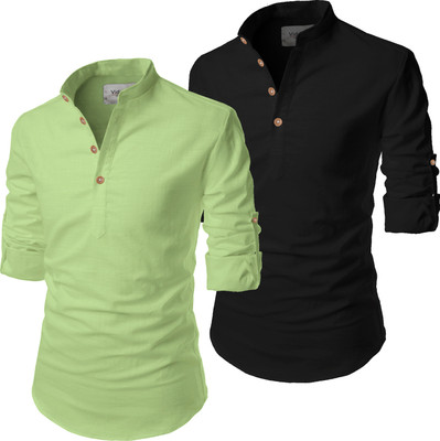 Univibe Men Solid Straight Kurta(Green)