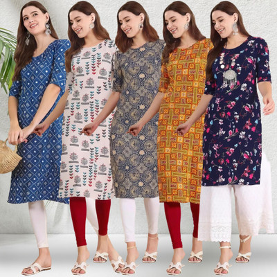 1 Stop Fashion Women Printed A-line Kurta(Multicolor)