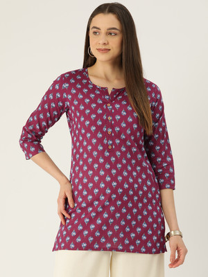 Feranoid Retail Women Floral Print Straight Kurta(Pink)