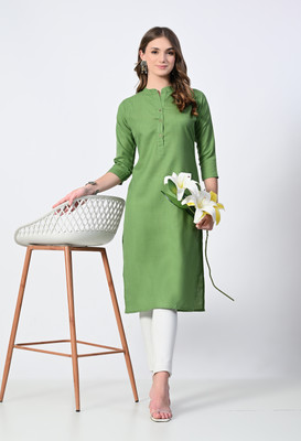 MAURYA Women Solid Straight Kurta(Green)