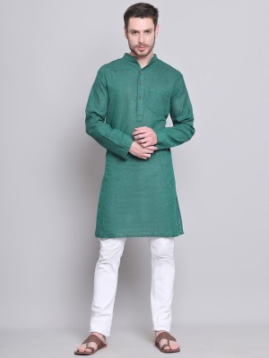 Enchanted Drapes Men Solid Straight Kurta(Blue)