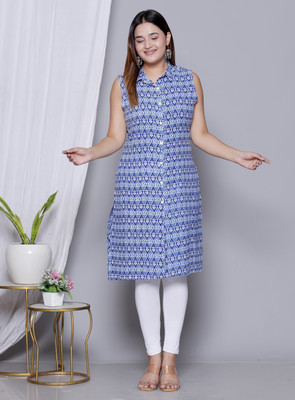 GVS SHOPPE Women Self Design A-line Kurta(Blue)