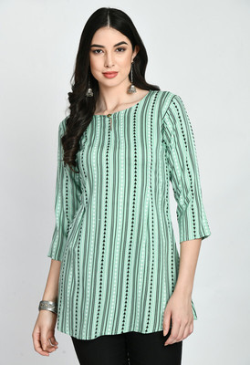 HERE&NOW Women Printed Straight Kurta(Light Green)