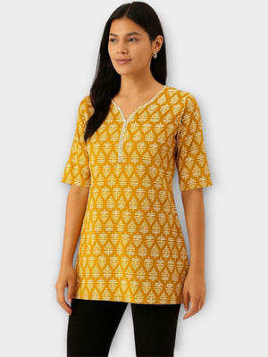 PP Clothing Women Embroidered Straight Kurta(Yellow)