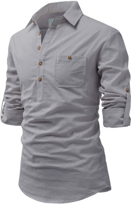 TrendiVastra Men Solid A-line Kurta(Grey)