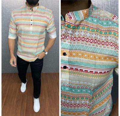 shopybuckett Men Printed Straight Kurta(Maroon)