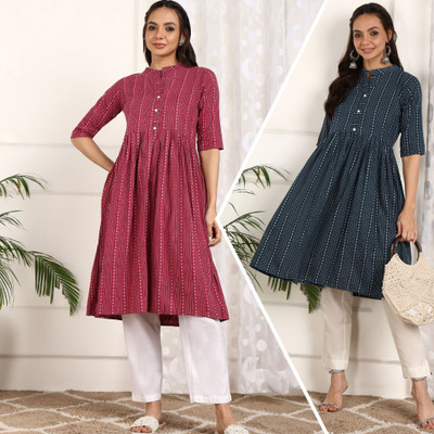 Ladylaz Women Embroidered Straight Kurta(Multicolor)