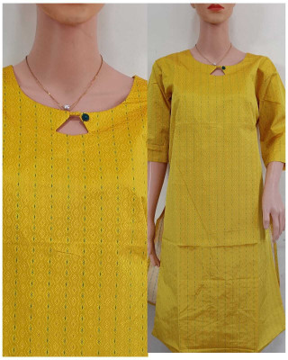 Josh Women Solid Straight Kurta(Yellow)