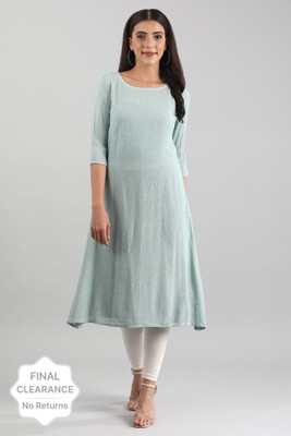 Aurelia Women Solid A-line Kurta(Green)