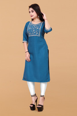 Jayshree Fab Women Embroidered A-line Kurta(Blue)