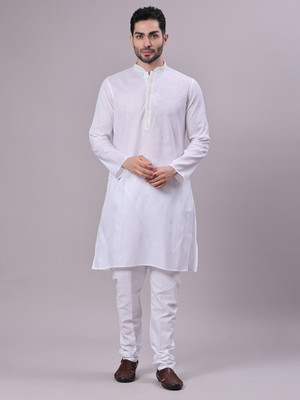 V-MART Men Solid A-line Kurta(White)