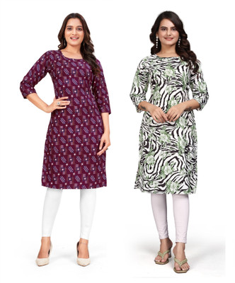deshmi fashion Women Printed Straight Kurta(Multicolor)
