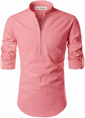 RAREMARK Men Solid A-line Kurta(Pink)