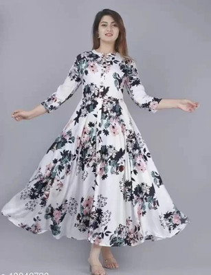 AnviTextile Women Printed Anarkali Kurta(Multicolor)