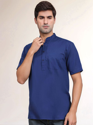 Moda Rapido Men Solid Straight Kurta(Blue)