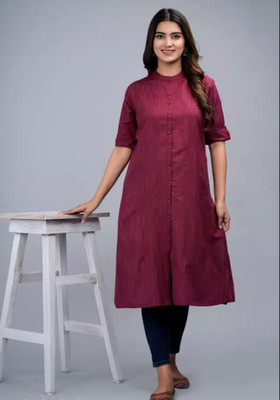 CLOTHESCLASSIC Women Solid A-line Kurta(Maroon)