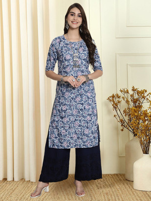 EthnicBasket Women Floral Print A-line Kurta(Multicolor)