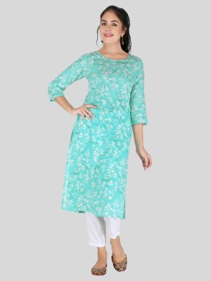 IRK Fashion Women Printed Straight Kurta(Blue)