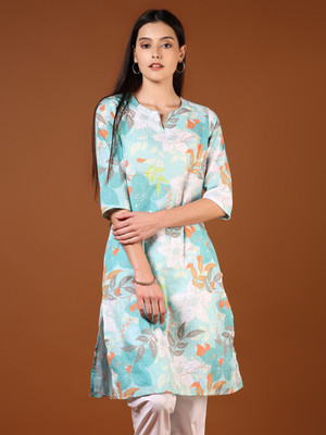 V-MART Women Printed A-line Kurta(Green)