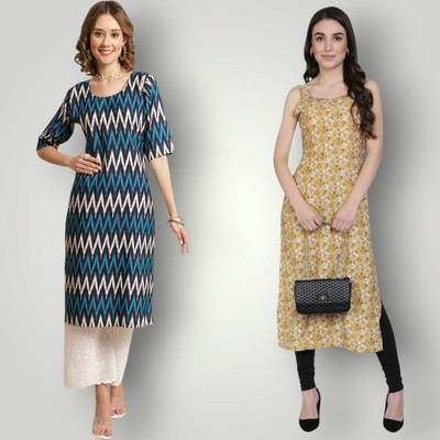HouseOfCommon Women Printed Straight Kurta(Multicolor)
