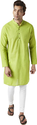 Indus Route by Pantaloons Men Solid Straight Kurta(Light Green)
