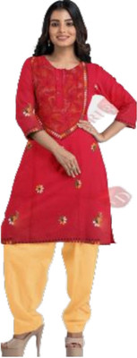 PRIDE SALES Women Printed A-line Kurta(Red)