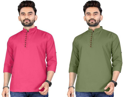 TRUST OUS Men Solid Asymmetric Kurta(Multicolor)