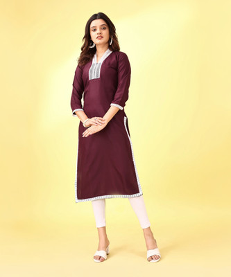 HORSEWAY Women Self Design A-line Kurta(Maroon)
