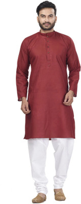 Rajababu Men Solid Straight Kurta(Maroon)