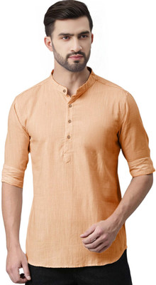 TrendiVastra Men Solid Straight Kurta(Orange)