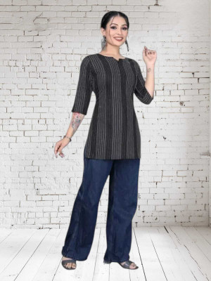 Db Fashion Cl Women Striped Flared Kurta(Black)