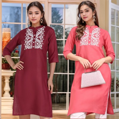 VINH FASHION Women Embroidered A-line Kurta(Multicolor)