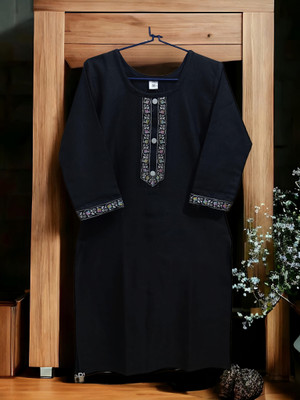 Shahbazcreation Women Solid A-line Kurta(Black)