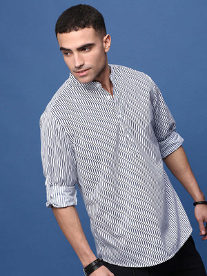 SHOWOFFFF Men Printed Straight Kurta(White)