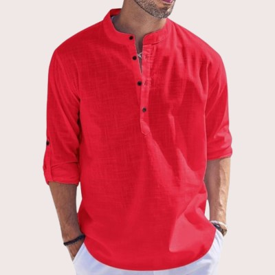 Choiceright Men Solid Straight Kurta(Red)