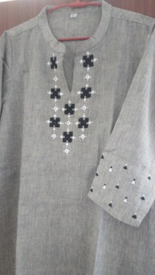 Rangrasiya Tex Women Embroidered A-line Kurta(Grey)