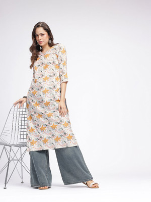 Anouk Rustic Women Floral Print Straight Kurta(Multicolor)