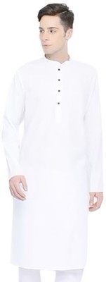 OORA Men Solid Straight Kurta(White)