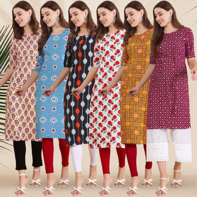 1 Stop Fashion Women Printed Straight Kurta(Multicolor)