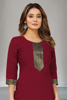 Shiv Enterprise Women Self Design A-line Kurta(Red)