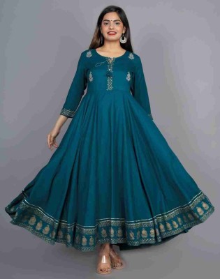 JAYESH CREATION Women Embroidered Anarkali Kurta(Light Blue)