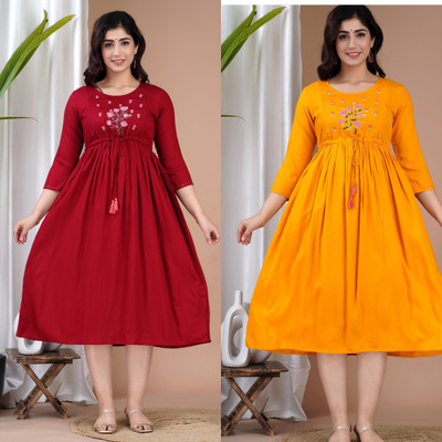 simran Women Embroidered Anarkali Kurta(Red)