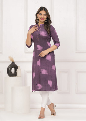 METAFAB Women Printed Straight Kurta(Purple)