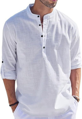 Vimal Star Men Solid Straight Kurta(White)