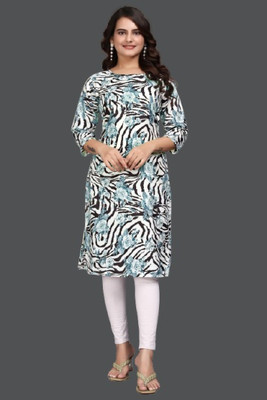 dharmanandan creation Women Printed Flared Kurta(Blue)