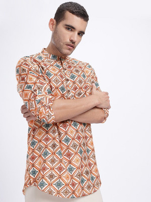 Anouk Rustic Men Geometric Print Straight Kurta(Multicolor)
