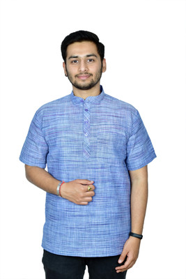 Divine creation Men Solid Straight Kurta(Blue)