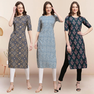 1 Stop Fashion Women Printed A-line Kurta(Multicolor)
