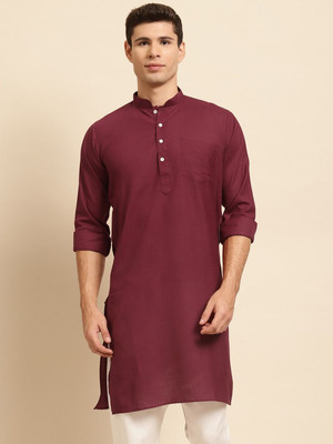 Rajubhai Hargovindas Men Solid Straight Kurta(Maroon)